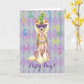 Mardi Gras Chinese Crested Karte (Gelbe Blume)