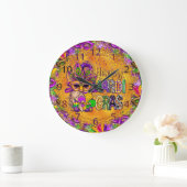 Mardi Gras Clock, farbenfroher Happy Mardi Gras Gn Große Wanduhr (Zuhause)