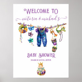 Mardi Gras Clothesline Baby Dusche Begrüßungszeich Poster