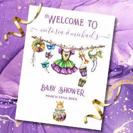 Mardi Gras Clothesline Baby Dusche Begrüßungszeich Poster