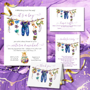 Mardi Gras Clothesline Boy Baby Shower Einladung