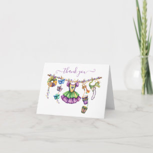 Mardi Gras Clothesline Girl Dusche Dankeskarte