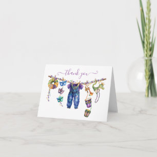 Mardi Gras Clothesline Junge Dusche Dankeskarte