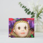 Mardi Gras Clown-Puppe Postkarte (Stehend Vorderseite)