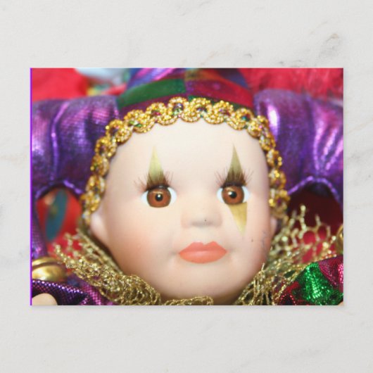 Mardi Gras Clown-Puppe Postkarte (Vorderseite)