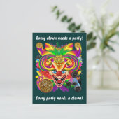 Mardi Gras Clown View Notes bitte Einladungspostkarte (Stehend Vorderseite)