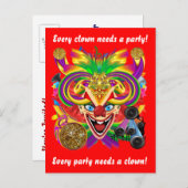 Mardi Gras Clown View Notes bitte Einladungspostkarte (Vorne/Hinten)