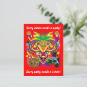 Mardi Gras Clown View Notes bitte Einladungspostkarte (Stehend Vorderseite)
