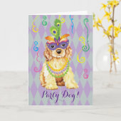 Mardi Gras Cocker Spaniel Karte (Gelbe Blume)