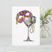 Mardi Gras - Cocktail Party Einladung (Stehend Vorderseite)