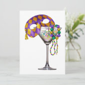Mardi Gras - Cocktail Party Einladung (Stehend Vorderseite)