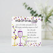 Mardi Gras Cocktails Einladung (Stehend Vorderseite)