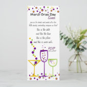 Mardi Gras Cocktails Einladung (Stehend Vorderseite)