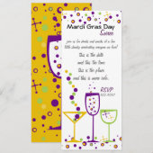 Mardi Gras Cocktails Einladung (Vorne/Hinten)