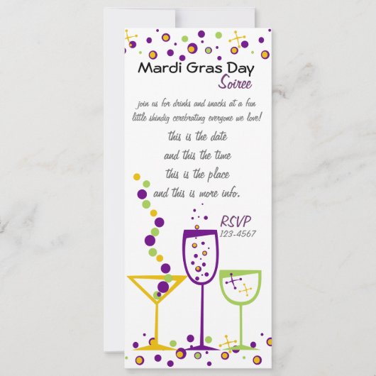 Mardi Gras Cocktails Einladung (Vorderseite)