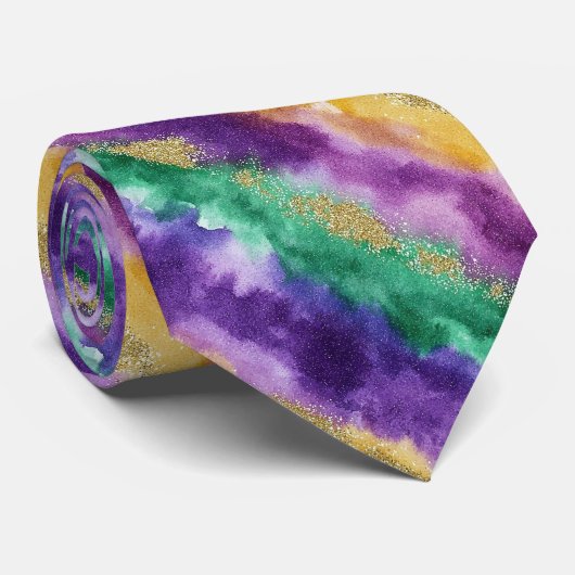 Mardi Gras Color Pattern  Krawatte (Gerollt)