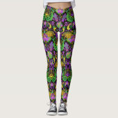 Mardi Gras Colors Damasdrache, Schmetterling, Schl Leggings (Vorderseite)
