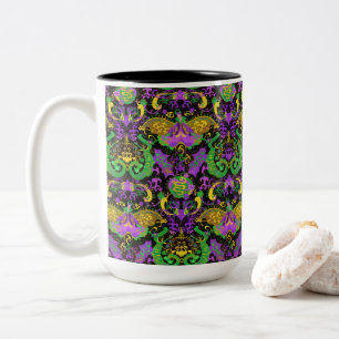 Mardi Gras Colors Damasdrache, Schmetterling, Schl Zweifarbige Tasse