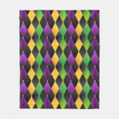 Mardi Gras Colors Diamond Harlequin Raute - Schwar Fleecedecke (Vorderseite)
