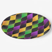 Mardi Gras Colors Diamond Harlequin Raute - Schwar Pappteller (Schrägansicht)