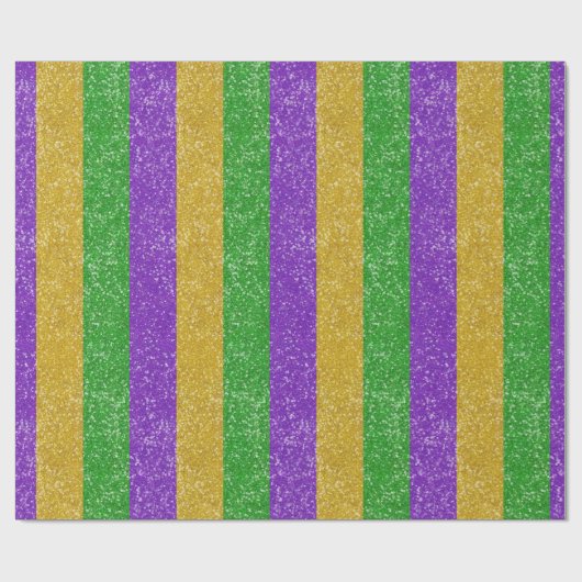 Mardi Gras Colors Glitzer Stripe Bling Geschenkpapier (Flach)