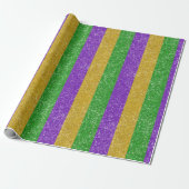 Mardi Gras Colors Glitzer Stripe Bling Geschenkpapier (Ungerollt)