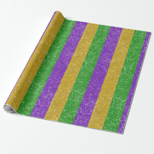 Mardi Gras Colors Glitzer Stripe Bling Geschenkpapier