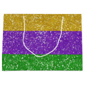 Mardi Gras Colors Glitzer Stripe Bling Große Geschenktüte (Vorderseite)