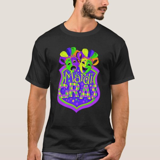 Mardi Gras Comedy and Tragedy Masks Carnival Costu T-Shirt (Vorderseite)