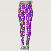 Mardi Gras Confetti Gold Lila grüne Leggings (Vorderseite)
