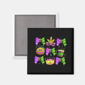 Mardi Gras Coquette-Bogen-King-Cake-Perlen Frauen Magnet (Vorderseite/Rückseite)