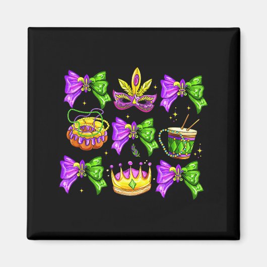 Mardi Gras Coquette-Bogen-King-Cake-Perlen Frauen Magnet (Vorne)