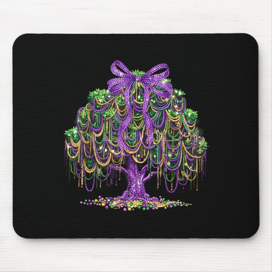 Mardi Gras Coquette Bogen Perlen Baum Karneval New Mousepad (Vorne)