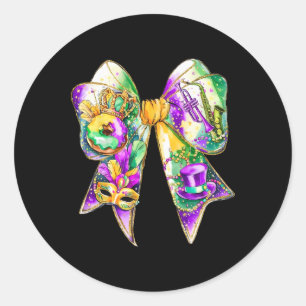 Mardi Gras Coquette Bow Fat Dienstag New Orleans W Runder Aufkleber