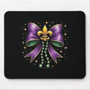Mardi Gras Coquette Bow Fat Happy Mardi Gras Mousepad