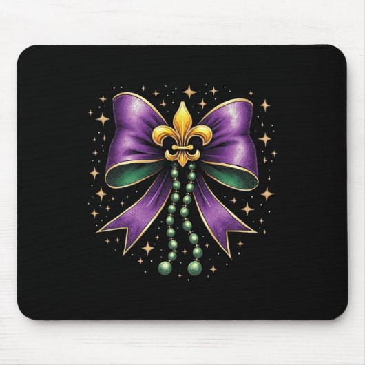 Mardi Gras Coquette Bow Fat Happy Mardi Gras Mousepad (Vorne)