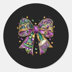 Mardi Gras Coquette Bow Fett Dienstag New Orleans Runder Aufkleber