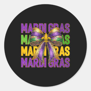 Mardi Gras Coquette Bow Fett Dienstag New Orleans Runder Aufkleber