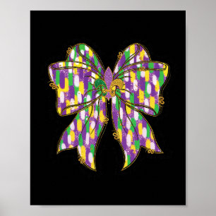 Mardi Gras Coquette Bow Louisiana Festival Moon an Poster