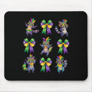 Mardi Gras Coquette Bow Niedlich Raccoon Dancing M Mousepad