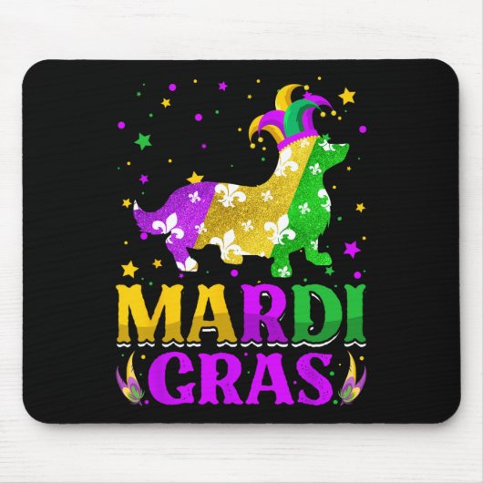 Mardi Gras Corgi Dog Lover Carnival Jester Mousepad (Vorne)