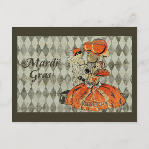 Mardi Gras Costume Couple Postkarte
