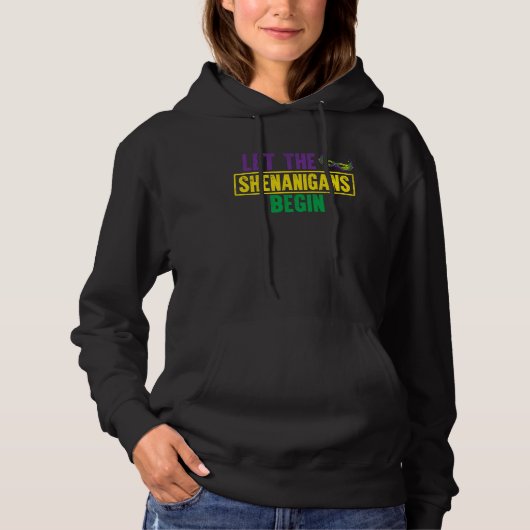 Mardi Gras Costume Let The Shenanigans Begin Mask Hoodie (Vorderseite)