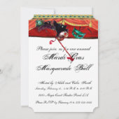 MARDI GRAS COSTUME PARTY MASQUERADE MASKS THEATER EINLADUNG (Rückseite)