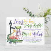 Mardi Gras Couples Dusche Einladung (Stehend Vorderseite)