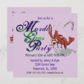 Mardi Gras Crawdad Einladung (Vorne/Hinten)