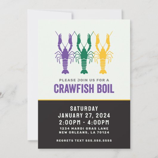 MARDI GRAS CRAWFISH BOIL EINLADUNG (Vorderseite)