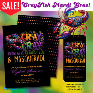 Mardi Gras Crawfish Boil Masquerade Lasse Cray Cra Einladung