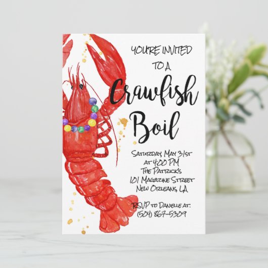 Mardi Gras Crawfish Einladung (Stehend Vorderseite)