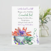 Mardi Gras Crawfish Einladung (Stehend Vorderseite)